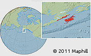 Savanna Style Location Map of Kodiak Island Borough, hill shading