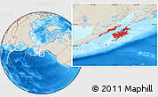 Shaded Relief Location Map of Kodiak Island Borough