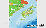 Physical Map of Kodiak Island Borough, political outside