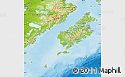 Physical Map of Kodiak Island Borough