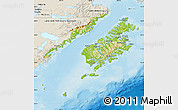 Physical Map of Kodiak Island Borough, shaded relief outside