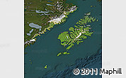 Satellite Map of Kodiak Island Borough, darken