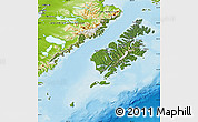 Satellite Map of Kodiak Island Borough, physical outside