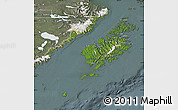 Satellite Map of Kodiak Island Borough, semi-desaturated