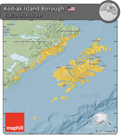 Savanna Style Map of Kodiak Island Borough