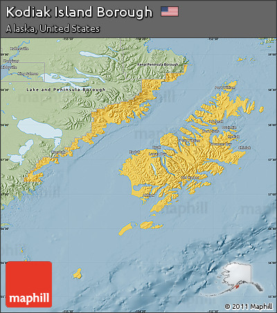 Savanna Style Map of Kodiak Island Borough