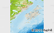 Shaded Relief Map of Kodiak Island Borough, physical outside