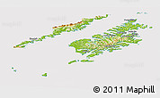 Physical Panoramic Map of Kodiak Island Borough, cropped outside