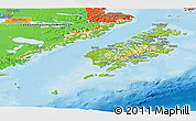 Physical Panoramic Map of Kodiak Island Borough, political outside
