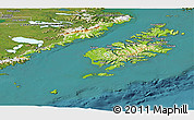 Physical Panoramic Map of Kodiak Island Borough, satellite outside
