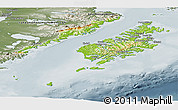 Physical Panoramic Map of Kodiak Island Borough, semi-desaturated