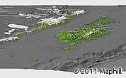 Satellite Panoramic Map of Kodiak Island Borough, desaturated