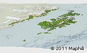 Satellite Panoramic Map of Kodiak Island Borough, lighten