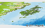 Satellite Panoramic Map of Kodiak Island Borough, physical outside