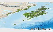 Satellite Panoramic Map of Kodiak Island Borough, shaded relief outside