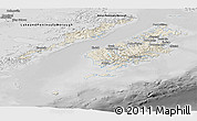 Shaded Relief Panoramic Map of Kodiak Island Borough, desaturated