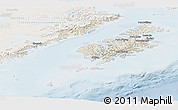 Shaded Relief Panoramic Map of Kodiak Island Borough, lighten