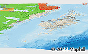 Shaded Relief Panoramic Map of Kodiak Island Borough, political outside