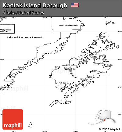 Blank Simple Map of Kodiak Island Borough