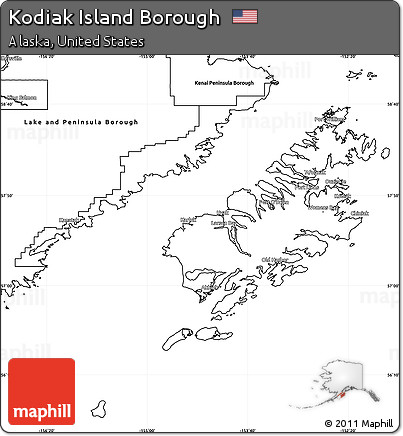 Blank Simple Map of Kodiak Island Borough