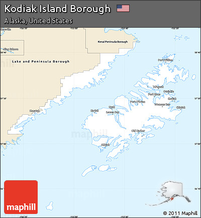 Classic Style Simple Map of Kodiak Island Borough