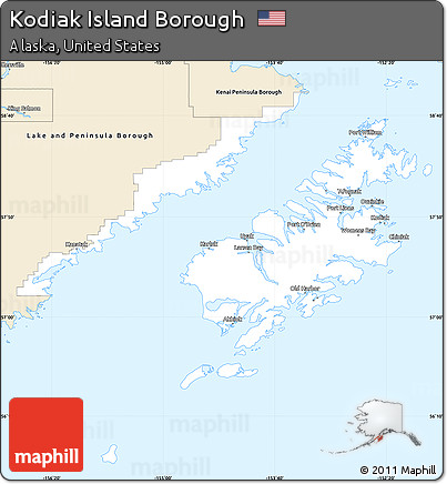 Classic Style Simple Map of Kodiak Island Borough