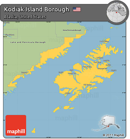 Savanna Style Simple Map of Kodiak Island Borough