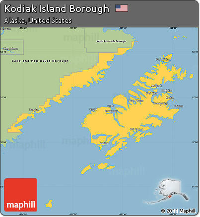 Savanna Style Simple Map of Kodiak Island Borough