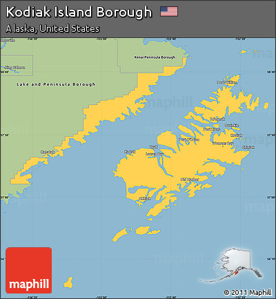 Savanna Style Simple Map of Kodiak Island Borough