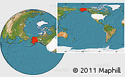 Satellite Location Map of Alaska, highlighted country, within the entire country