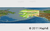 Physical Panoramic Map of Alaska, darken