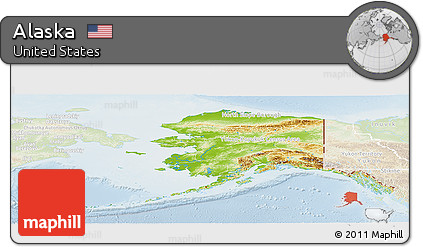 Physical Panoramic Map of Alaska, lighten