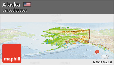 Physical Panoramic Map of Alaska, lighten