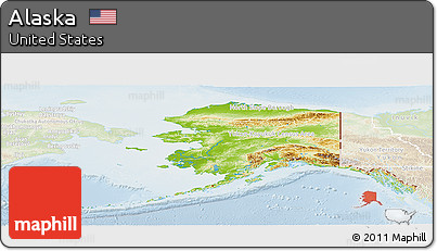 Physical Panoramic Map of Alaska, lighten