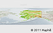 Physical Panoramic Map of Alaska, lighten, semi-desaturated