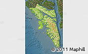 Physical Map of Sitka Borough, darken