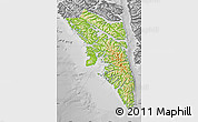 Physical Map of Sitka Borough, desaturated