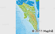 Physical Map of Sitka Borough, political outside