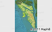 Physical Map of Sitka Borough, satellite outside