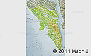 Physical Map of Sitka Borough, semi-desaturated