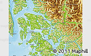 Physical Map of Wrangell-Petersburg Census Area