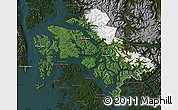 Satellite Map of Wrangell-Petersburg Census Area, darken