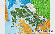 Satellite Map of Wrangell-Petersburg Census Area, political outside
