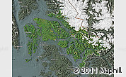 Satellite Map of Wrangell-Petersburg Census Area, semi-desaturated