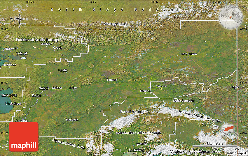 Satellite Map of YukonKoyukuk Census Area