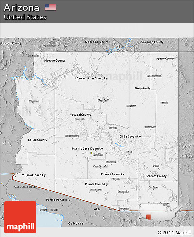 Free Gray 3D Map of Arizona