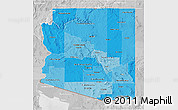 Political Shades 3D Map of Arizona, lighten, desaturated