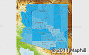 Political Shades 3D Map of Arizona, physical outside