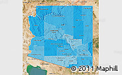 Political Shades 3D Map of Arizona, satellite outside