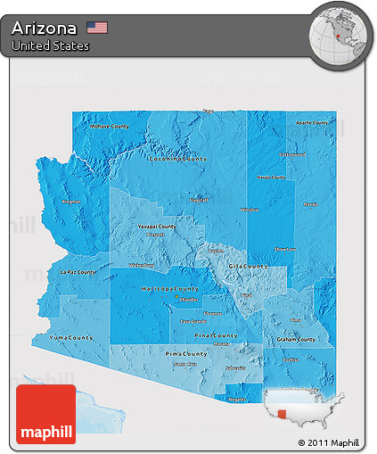 Free Political Shades 3D Map of Arizona, single color outside